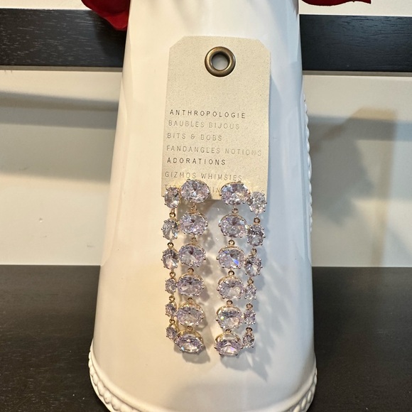 Anthropologie Parallel Crystal Drop Earrings - Picture 4 of 7
